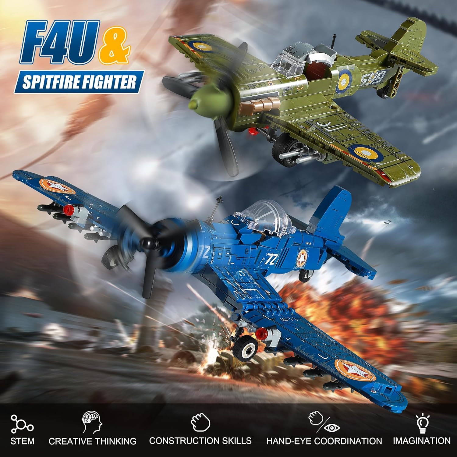 Mistbuy Spitfire building set ready for creative flight scenes.