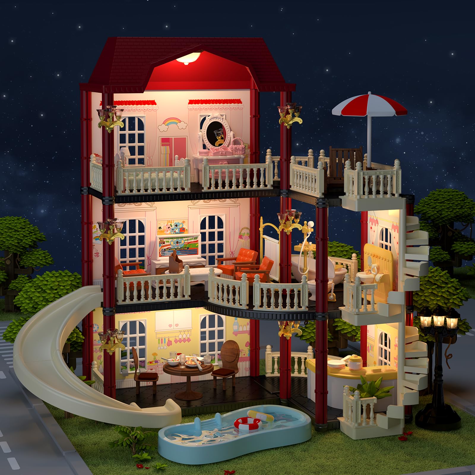 MITCIEN Dollhouse Kit Interior Living Room supports cozy imaginative scenes.
