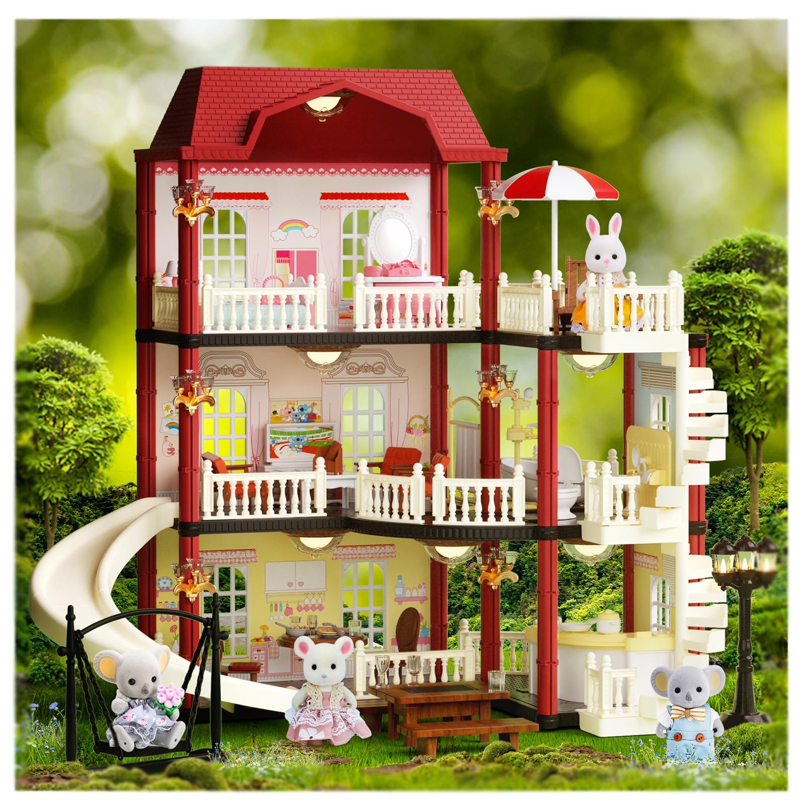 MITCIEN Dollhouse Kit Exterior Villa fuels imaginative play and storytelling.
