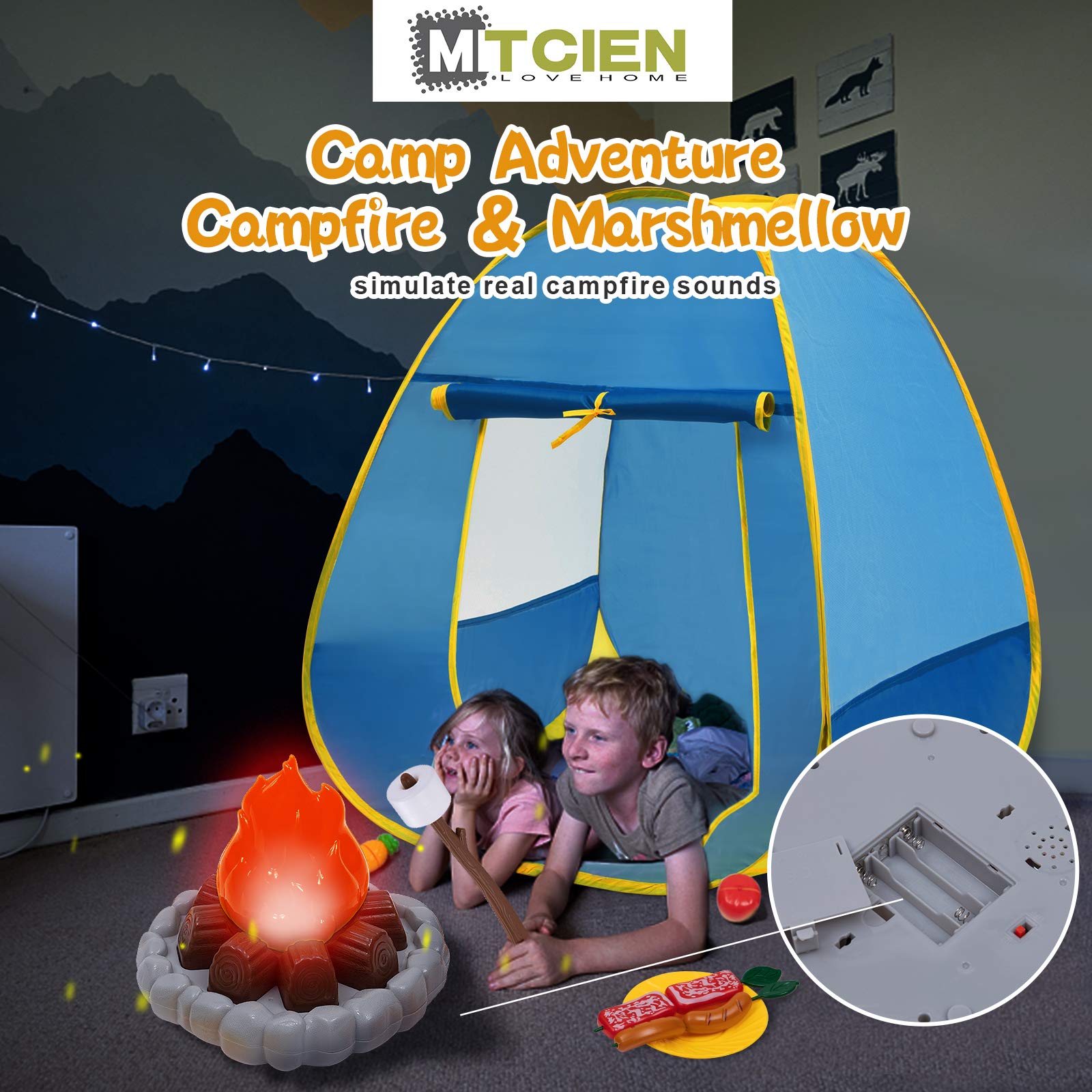 MITCIEN campfire light inside view—realistic ambience for imaginative play