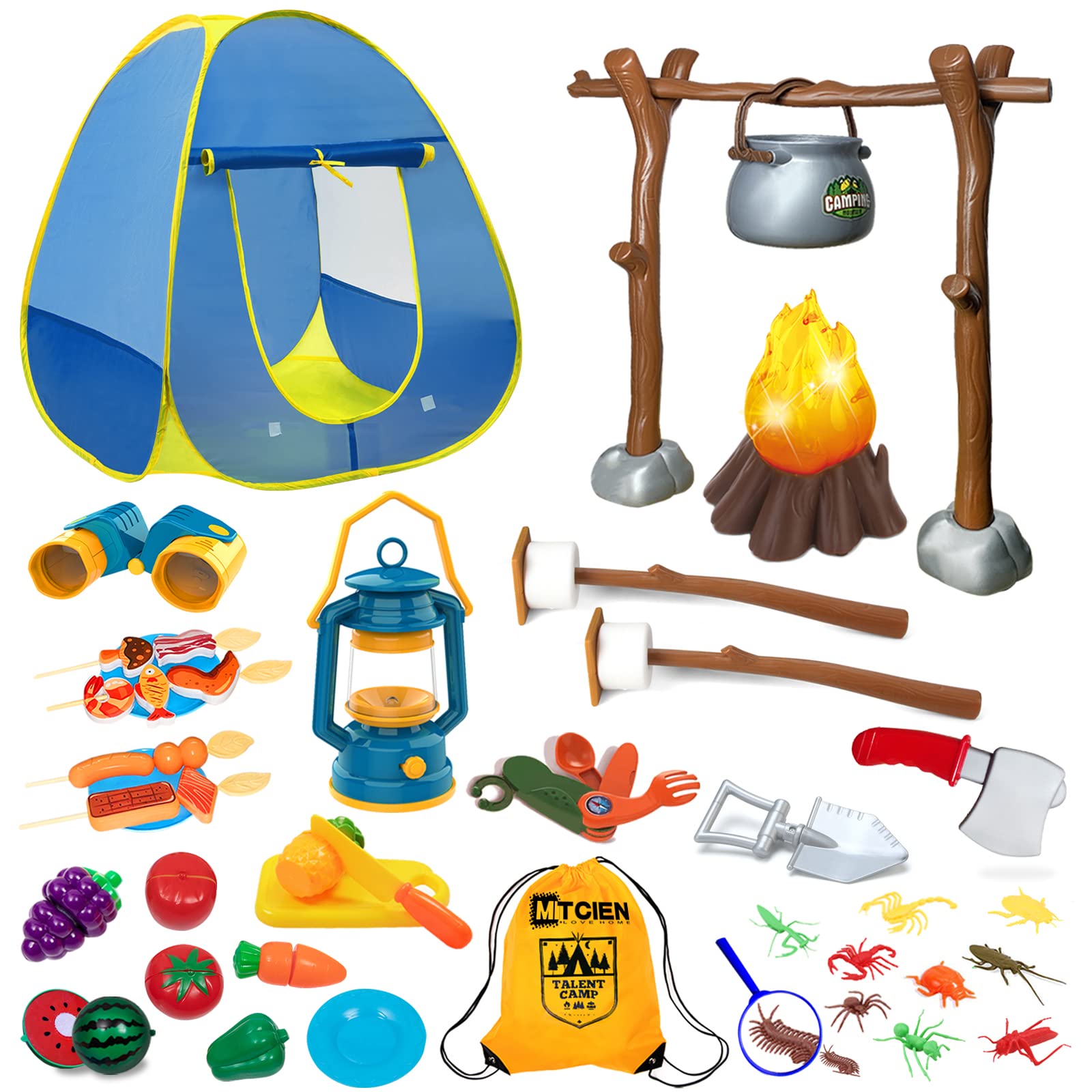 MITCIEN kids camping set campfire scene with realistic flames for imaginative role play