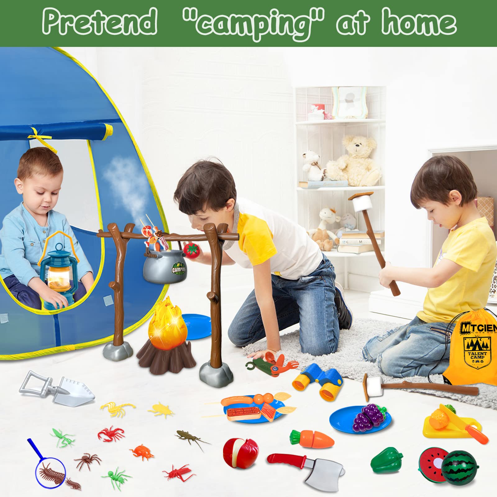 MITCIEN kids camping set play tent setup for quick private space and reading