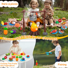 MITCIEN kids camping toys magnetic fishing set fosters hand-eye coordination during outdoor pretend play.