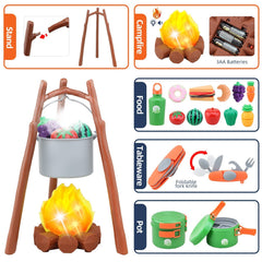 MITCIEN oil lamp toy adds gentle lighting for evening campsite ambience.