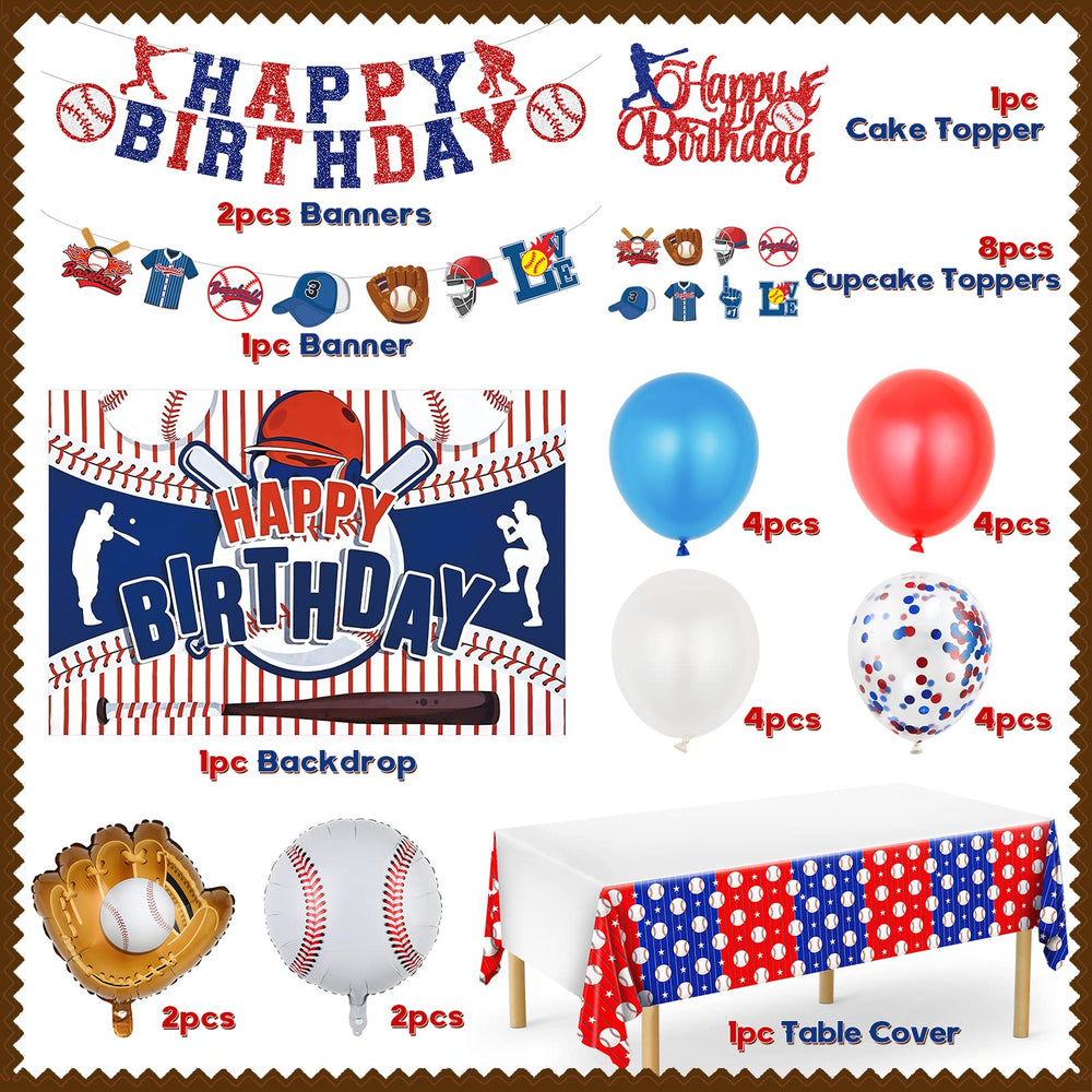 Miucat baseball theme pattern banner adds cohesive decor for festive photos