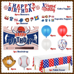 Miucat baseball theme pattern banner adds cohesive decor for festive photos