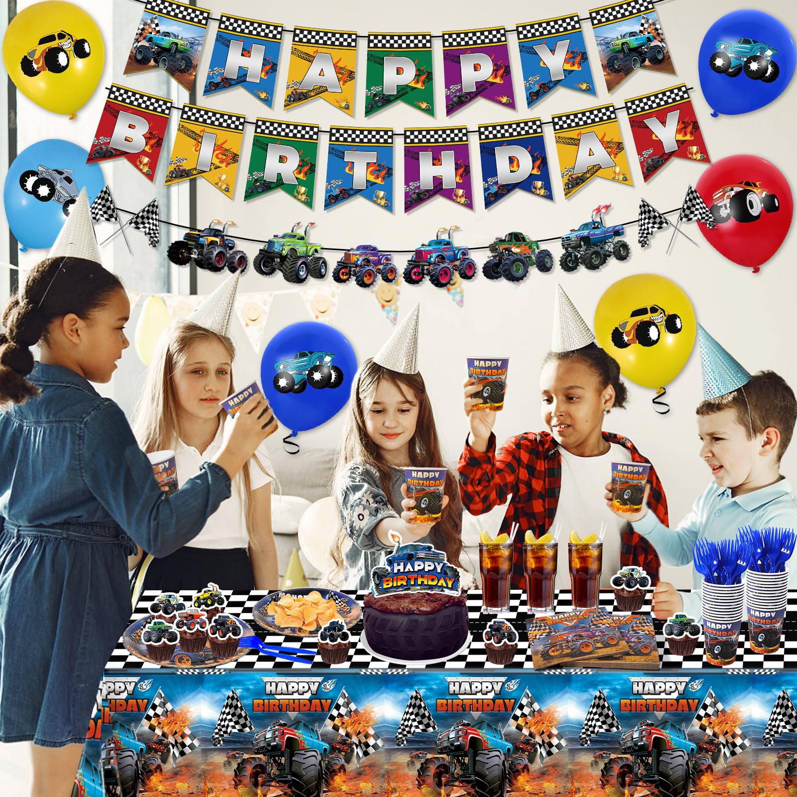 Miucat Monster Truck cupcake toppers decorate treats with playful flair