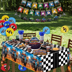 Miucat Monster Truck tablecloth provides waterproof coverage and easy cleanup