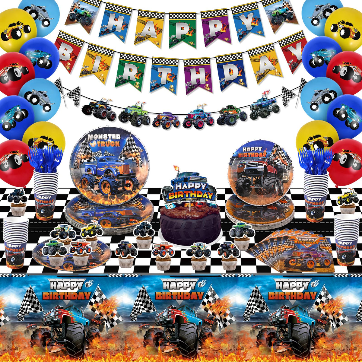 Miucat Monster Truck plates offer bright, kid-friendly dining for birthdays