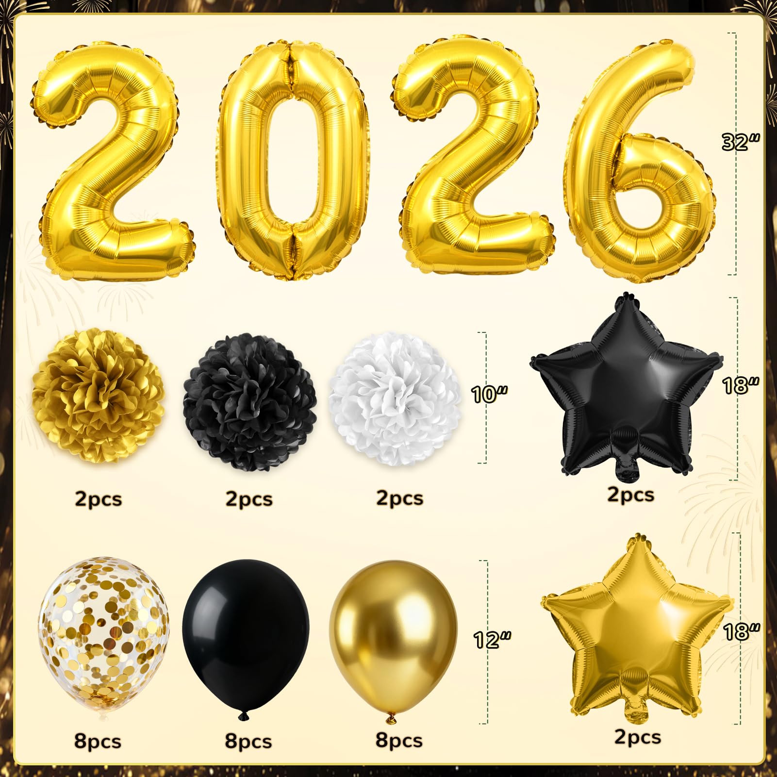 Miucat star foil balloons bring premium sparkle to the NYE setup