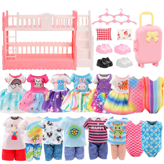 Miunana bunk bed setup for imaginative doll play and organization.