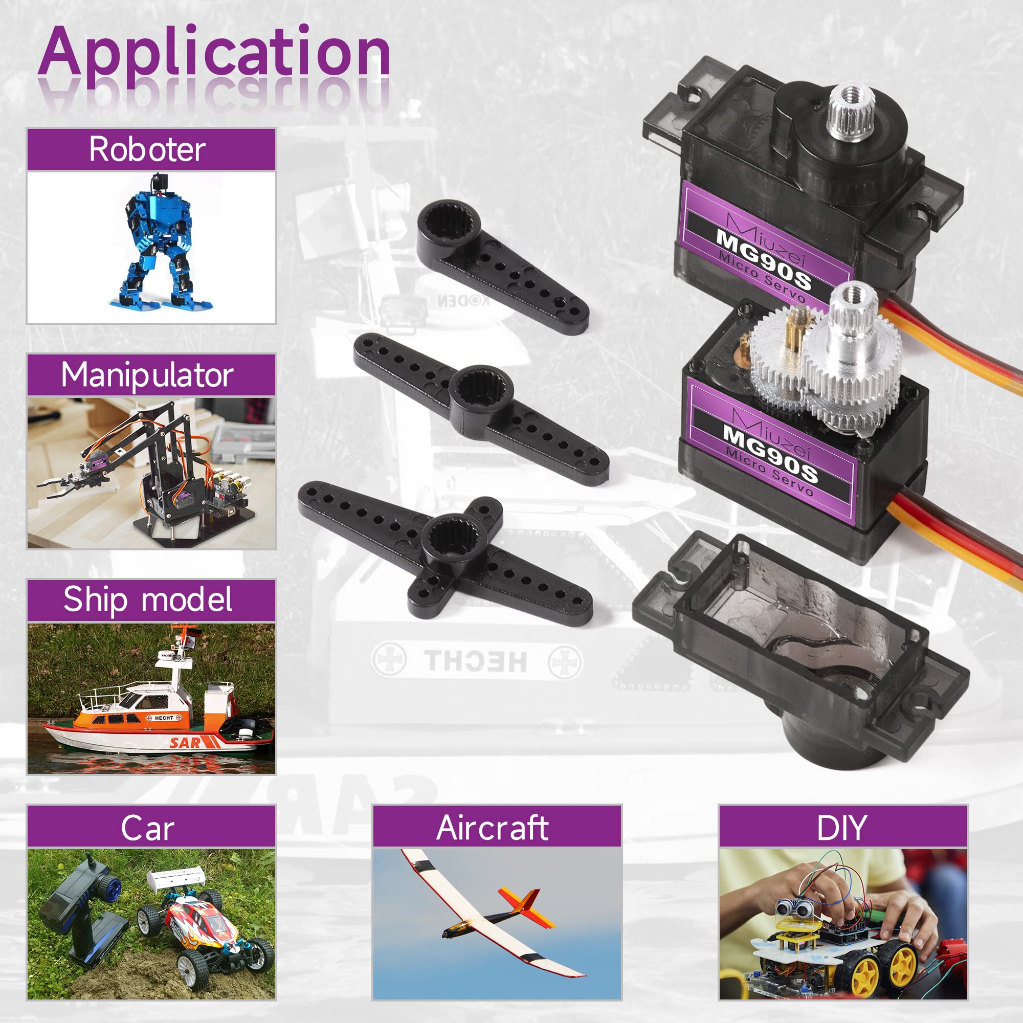 Miuzei MG90S durable metal gear ensures reliable performance under varied temperatures.