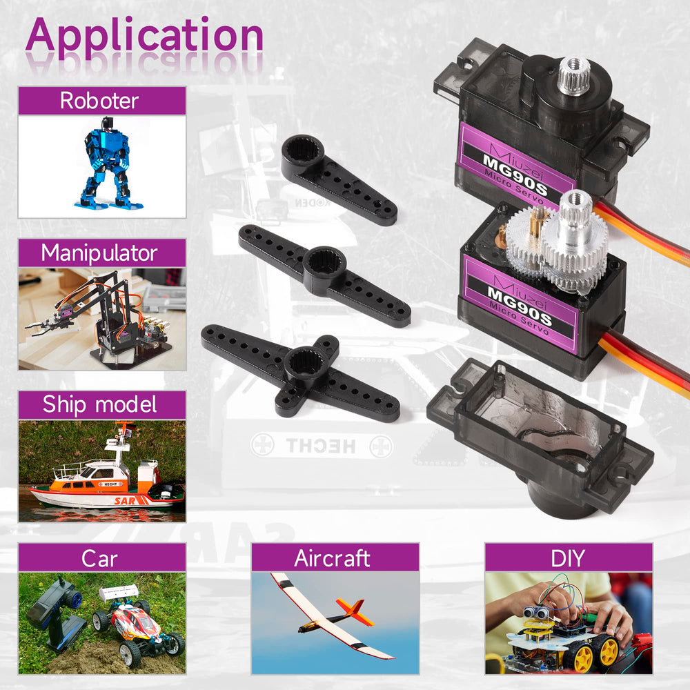 Miuzei MG90S durable metal gear ensures reliable performance under varied temperatures.