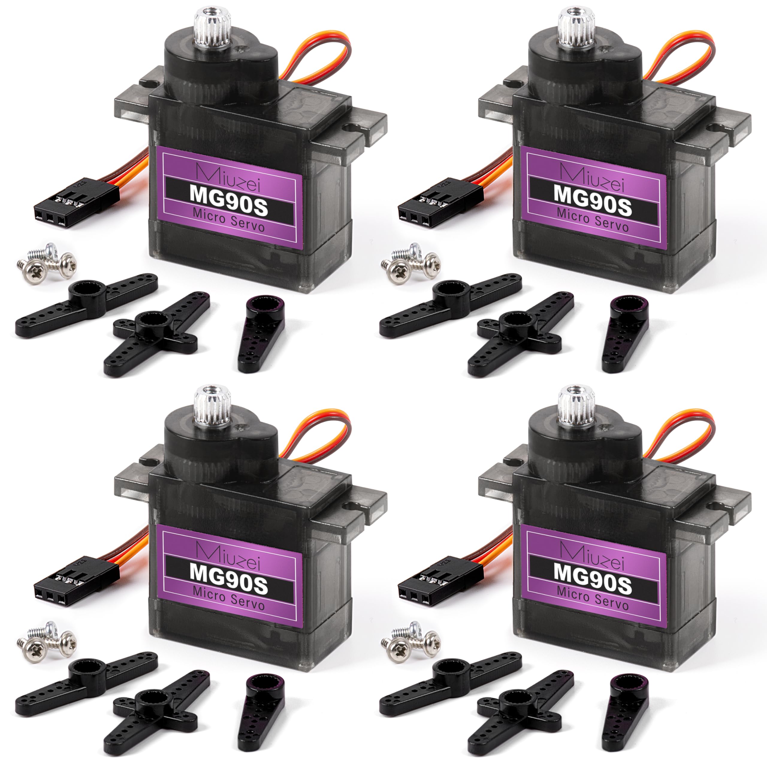 Miuzei MG90S front view shows compact size ideal for precise RC control.