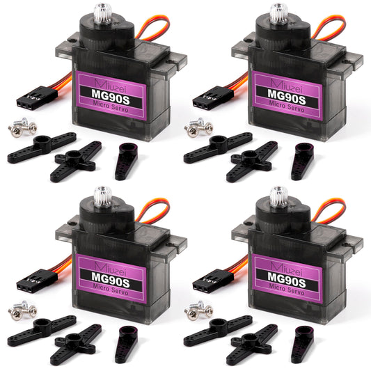 Miuzei MG90S front view shows compact size ideal for precise RC control.