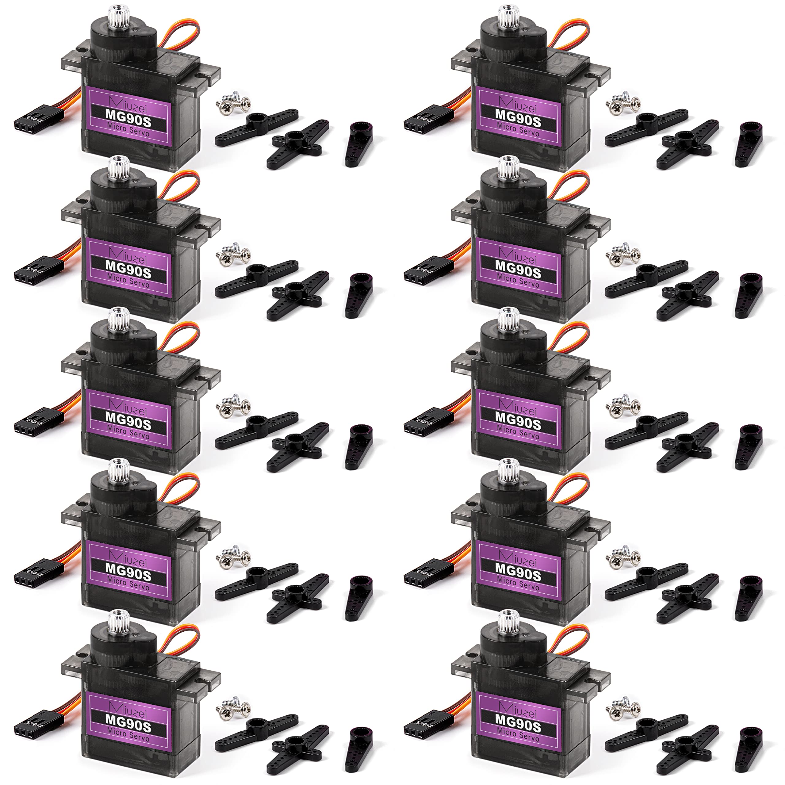 Miuzei MG90S metal gear servo for precise RC control in compact builds.