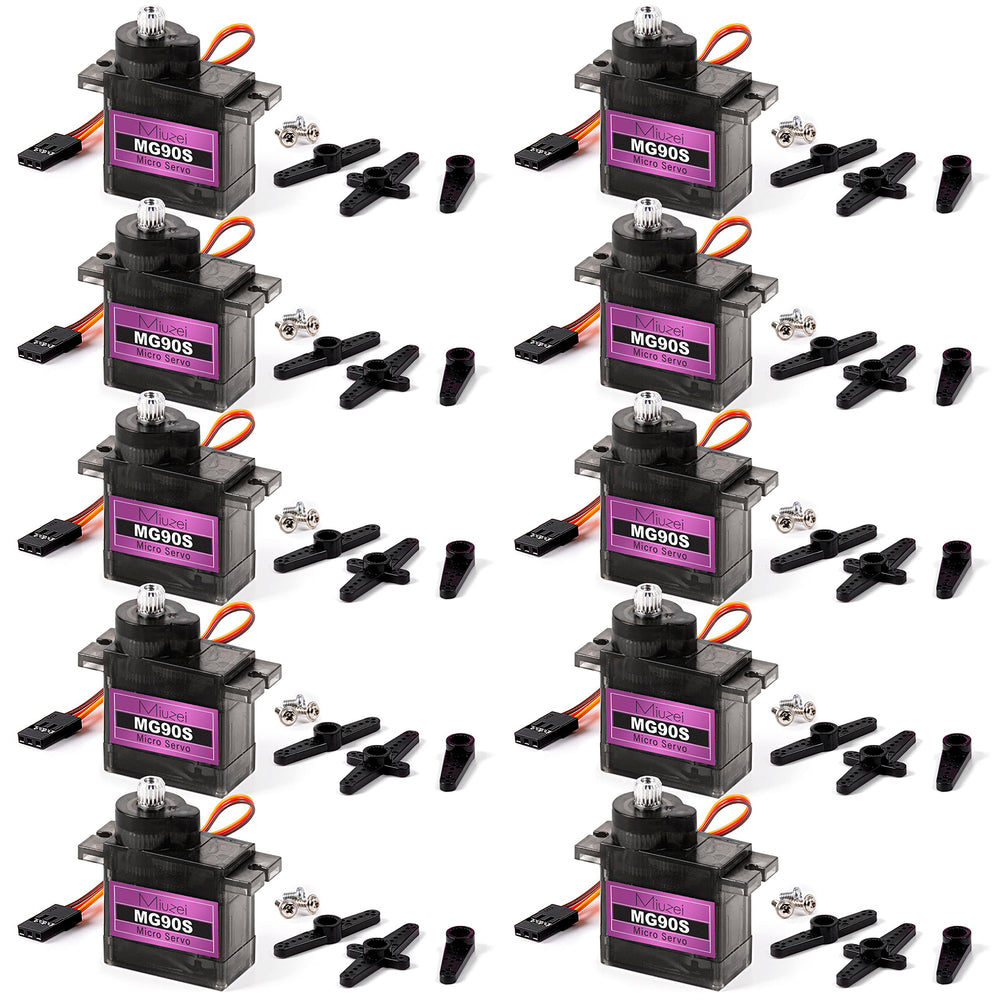 Miuzei MG90S metal gear servo for precise RC control in compact builds.