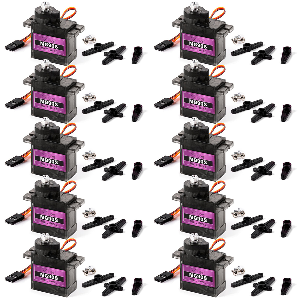 Miuzei MG90S metal gear servo for precise RC control in compact builds.