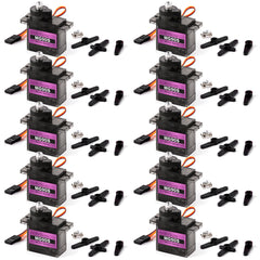 Miuzei MG90S metal gear servo for precise RC control in compact builds.