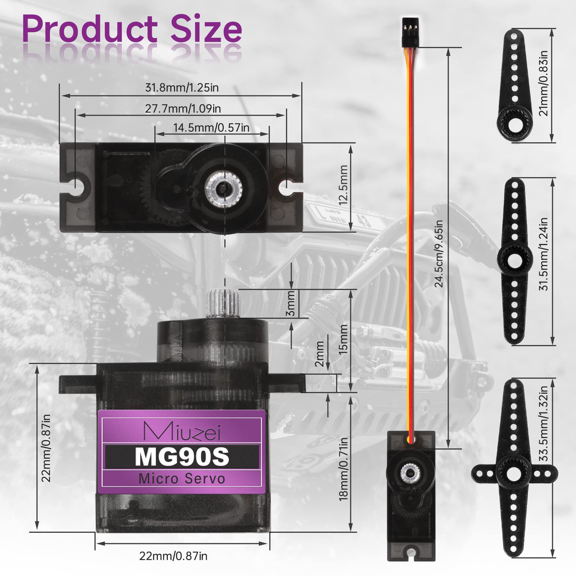 Miuzei MG90S packaging contents show essential parts for fast setup.