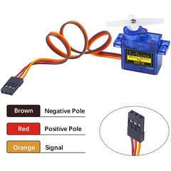 Miuzei SG90 9G servo Arduino-compatible setup for hobby projects and prototyping.