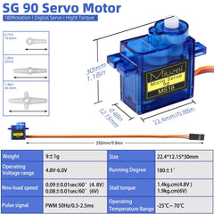 Miuzei SG90 9G servo wiring kit supports easy Arduino integration.