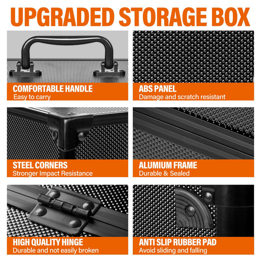MIXPOET waterproof carrying case with sturdy handle for travel.