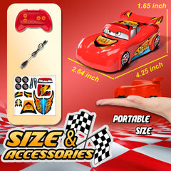 MIXSHAKE RC car on smooth tile floor racing at high speed.