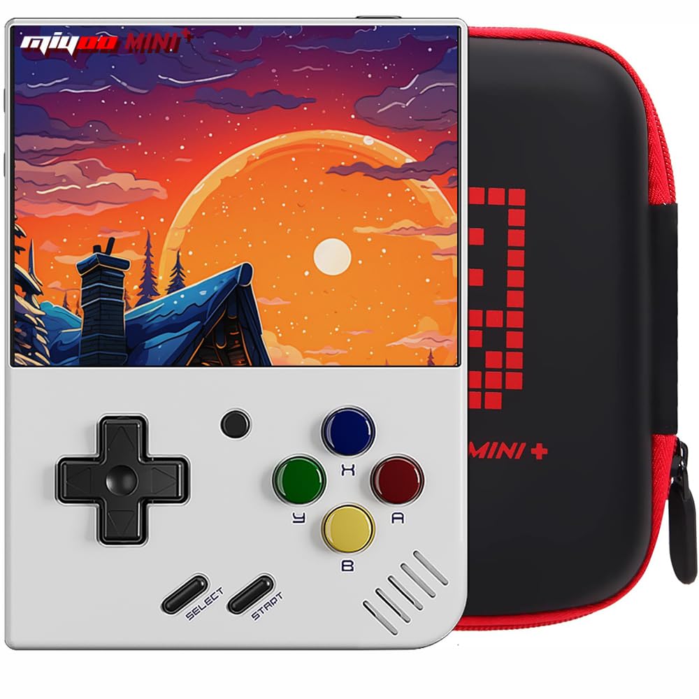 Miyoo Mini Plus front view for portable retro gaming on the go.