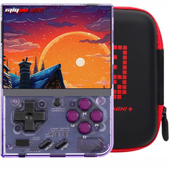 Miyoo Mini Plus front view showing compact handheld design for travel gaming