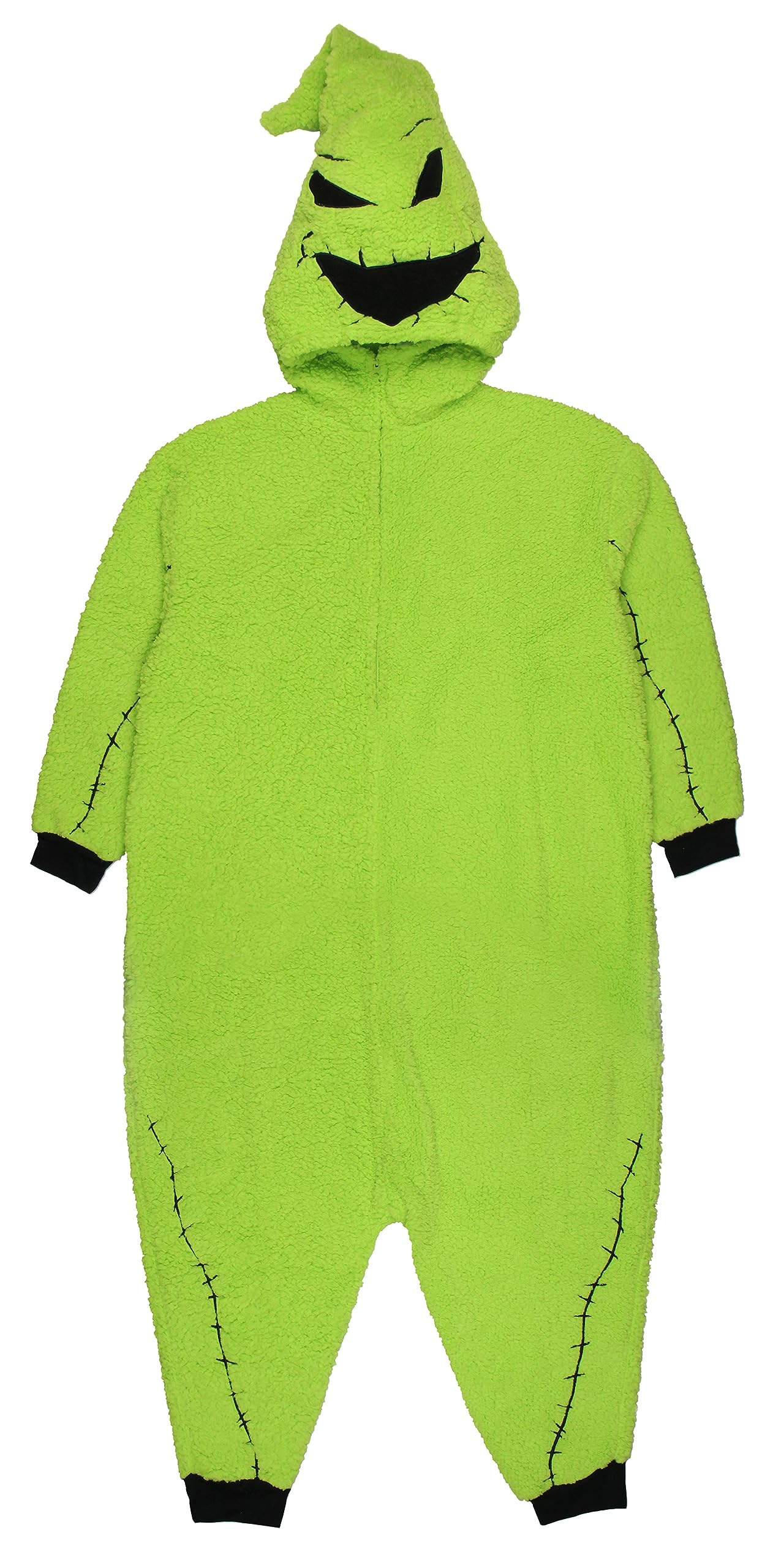 MJC Oogie Boogie union suit green embroidered face detail captures Halloween vibe