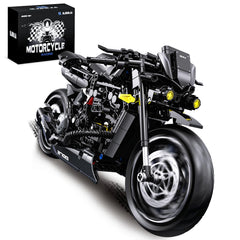 MJDDJA 1:8 motorcycle model on display stand, perfect for desk or shelf display.