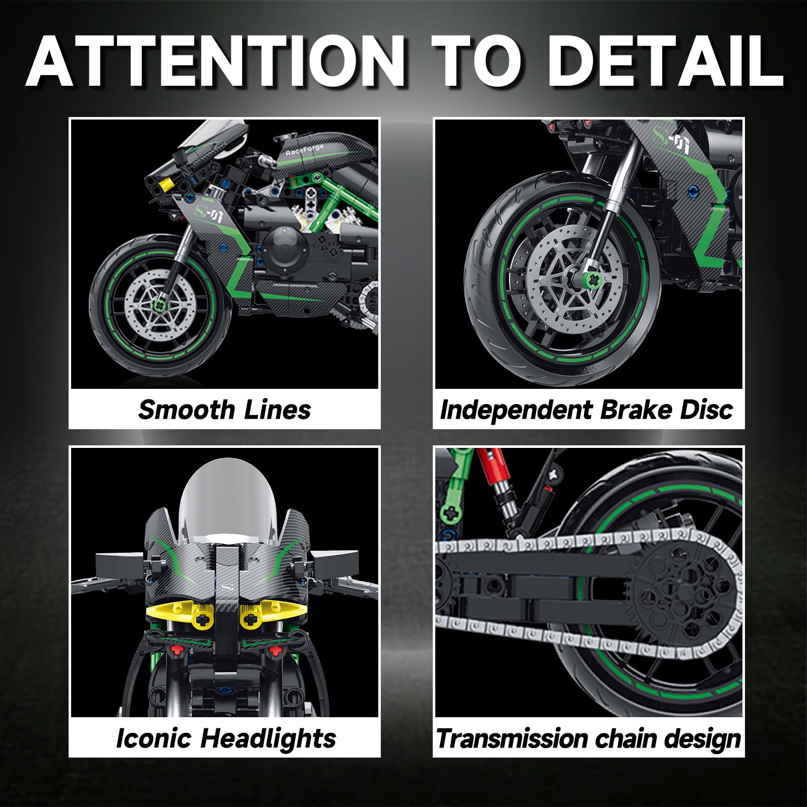 MJDDJA 1:8 motorcycle model kickstand supports steady display