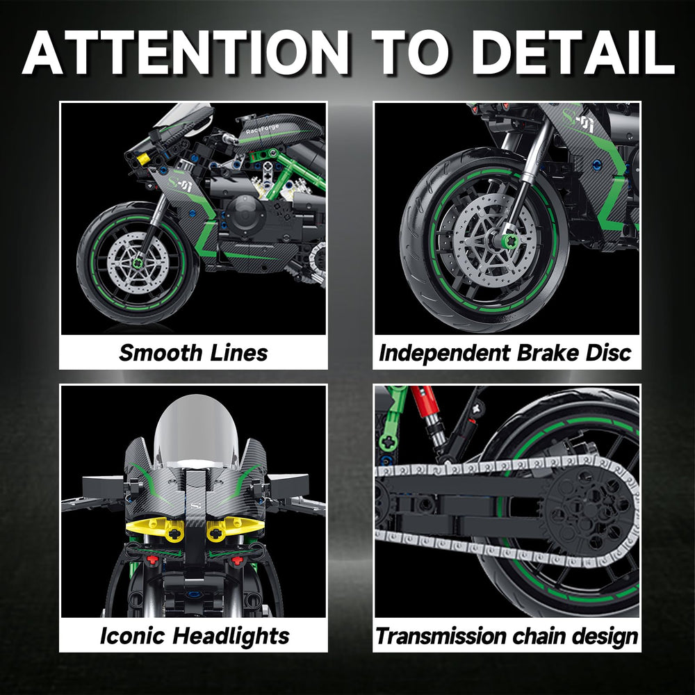 MJDDJA 1:8 motorcycle model kickstand supports steady display