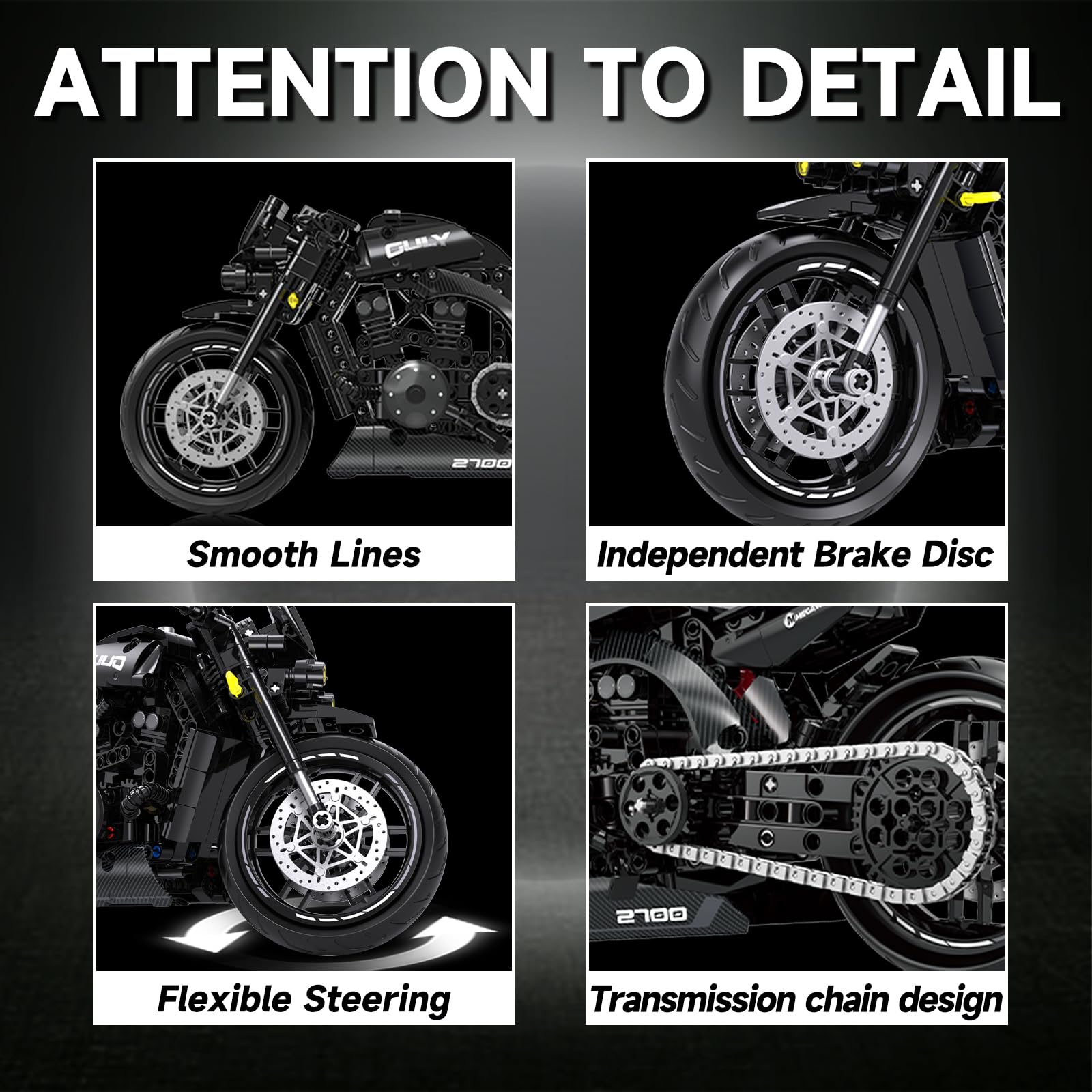 MJDDJA's realistic suspension and chain-driven rear wheel add authentic turning.