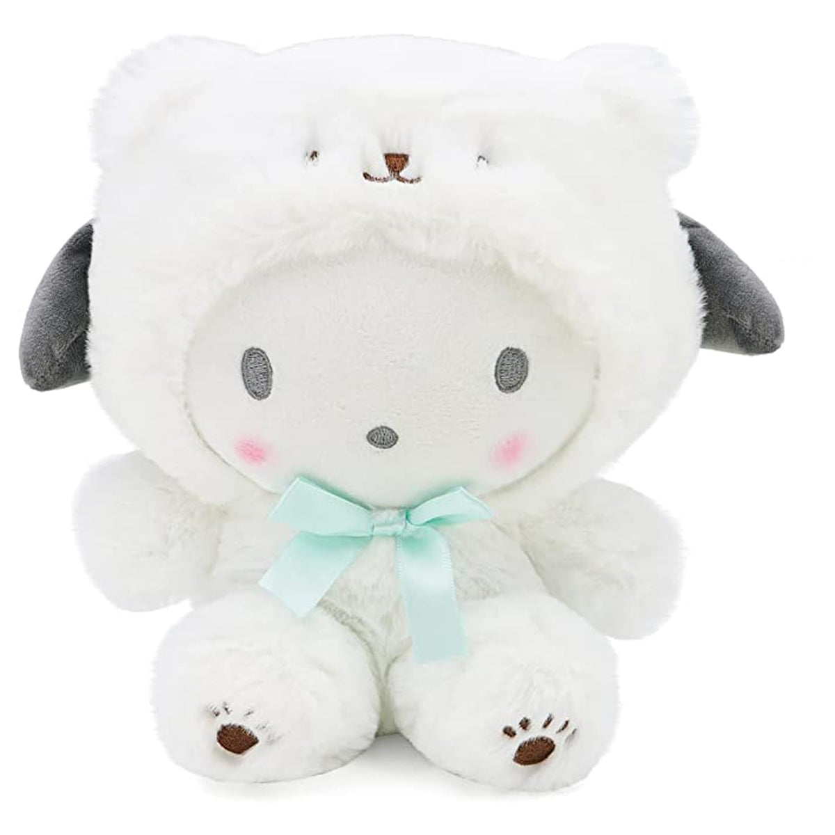 MJJAOQYF white bear plush with gray ears, perfect for cuddles and play.