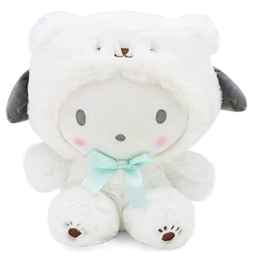 MJJAOQYF white bear plush with gray ears, perfect for cuddles and play.