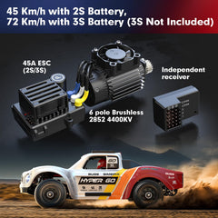 MJX Hyper GO 14211 chassis uses 6061 aluminum for strength and rigidity.