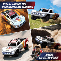 69mm oil-filled shocks absorb bumps for consistent off-road handling.