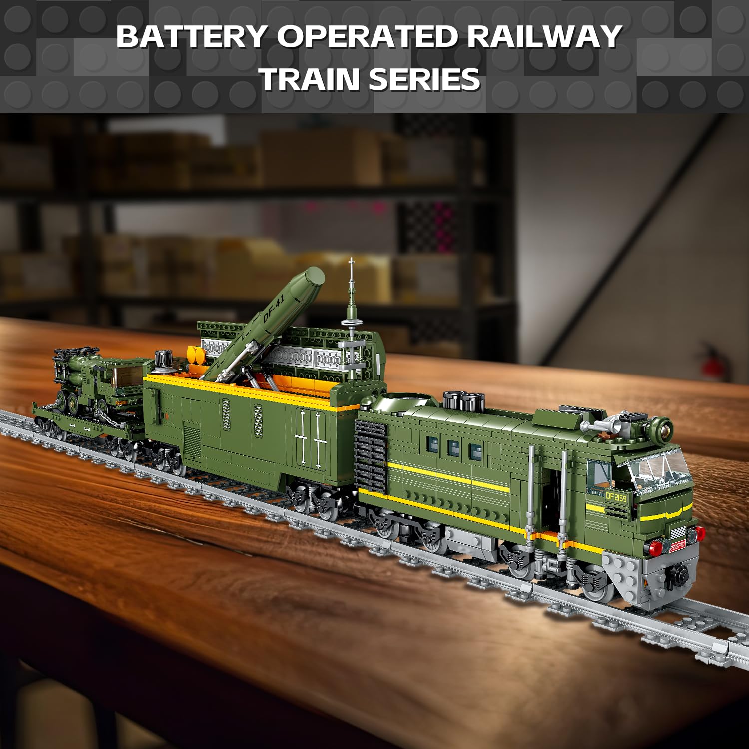 Mkmimo Military Train Building Set missiles add authentic detail to the scene.