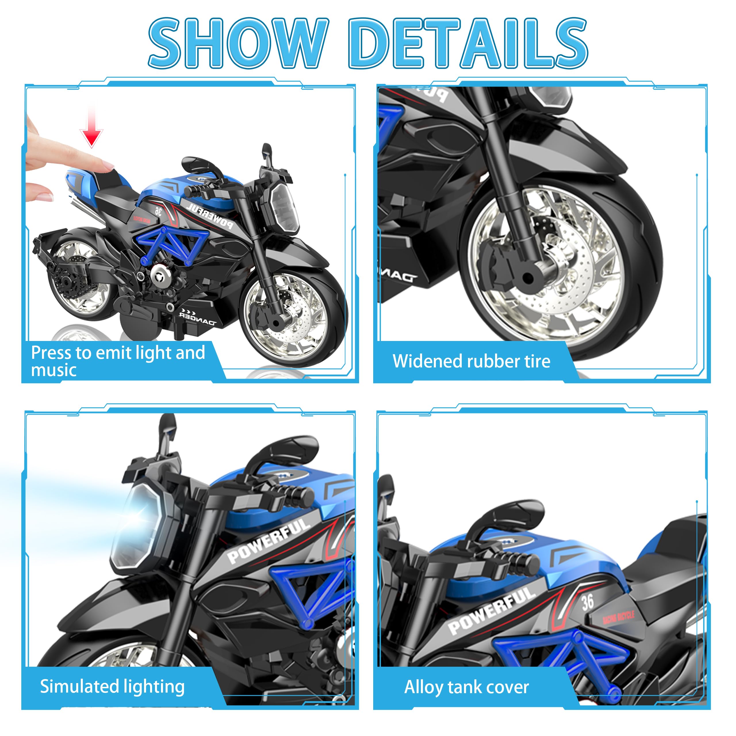 MLcnleS four-pack display of alloy motorcycles for collection growth