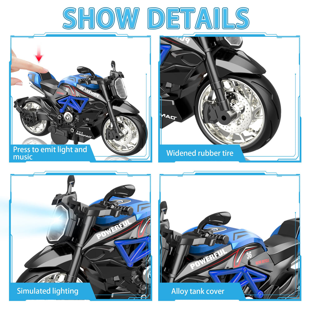 MLcnleS four-pack display of alloy motorcycles for collection growth