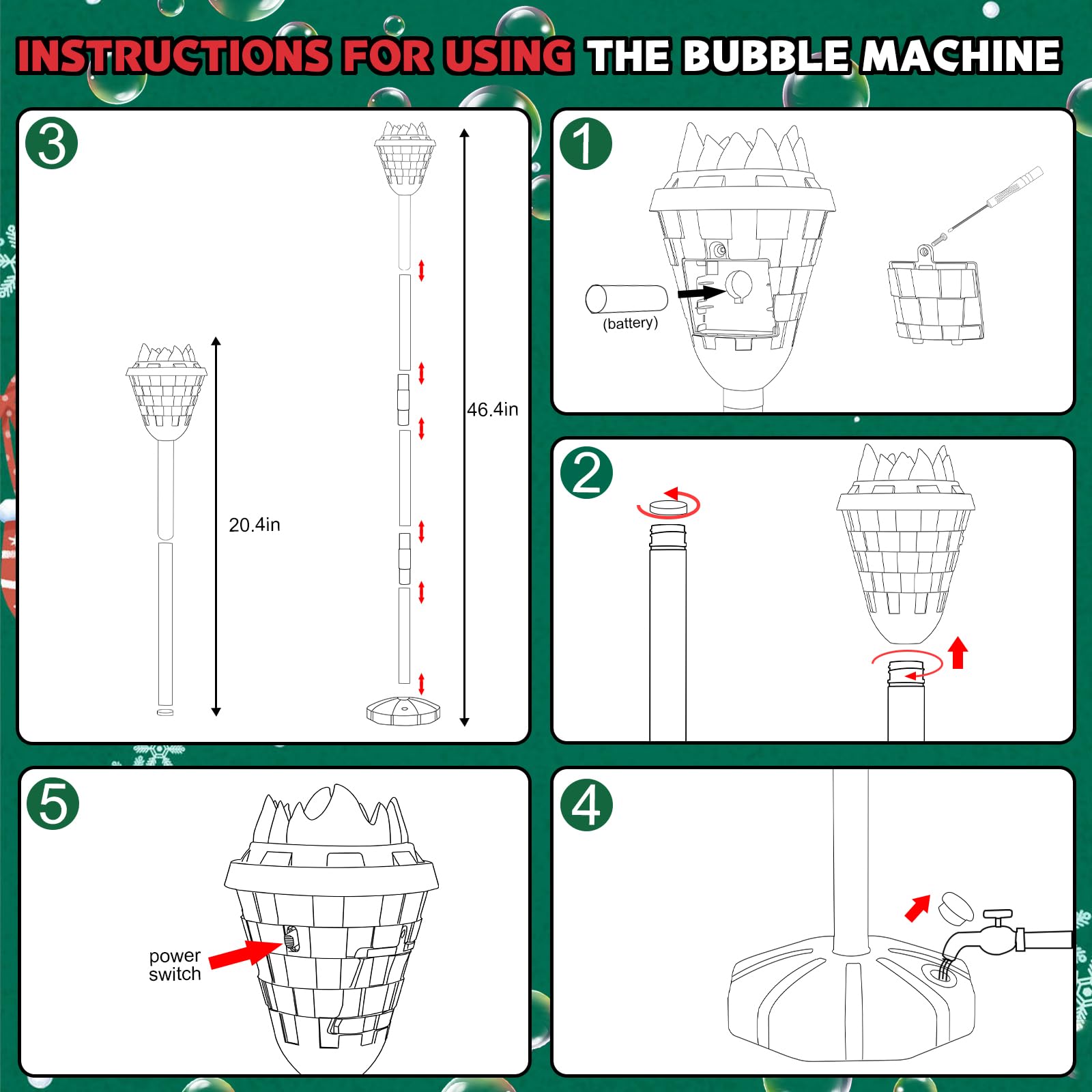 MLDKA durable ABS construction keeps safe, long-lasting bubble play.