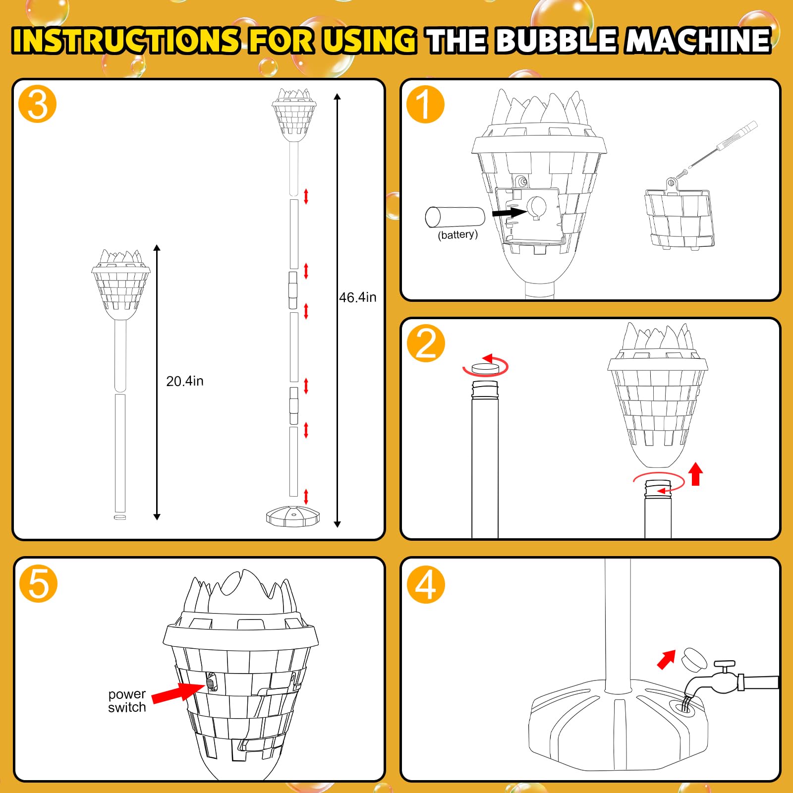 MLDKA bubble machine rechargeable battery provides long play sessions.