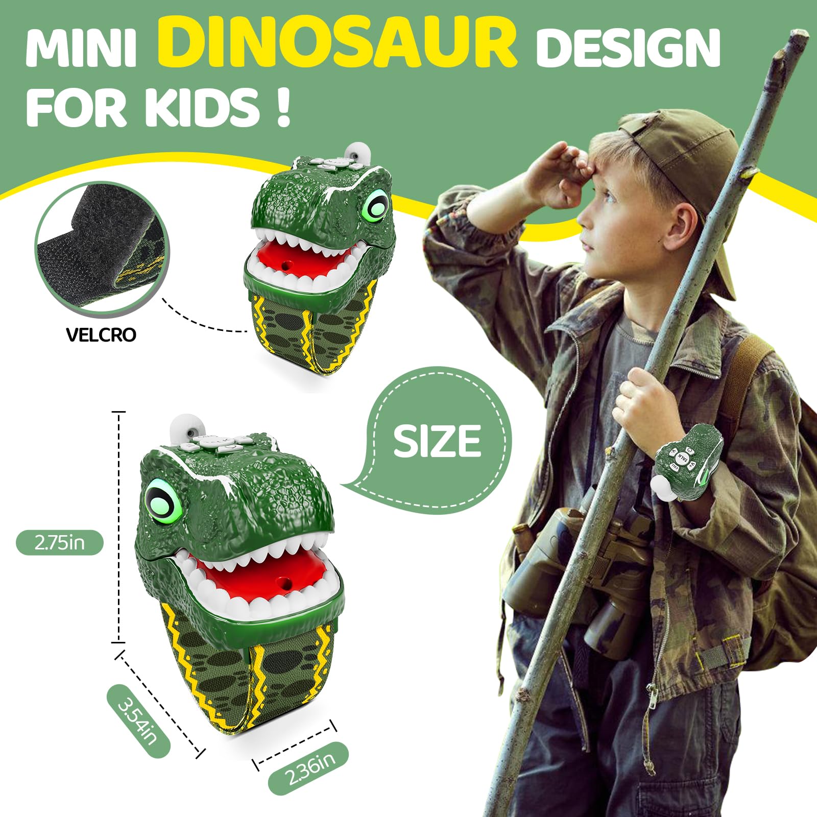 MLDKA dinosaur walkie talkies range up to 1 km for outdoor exploration.