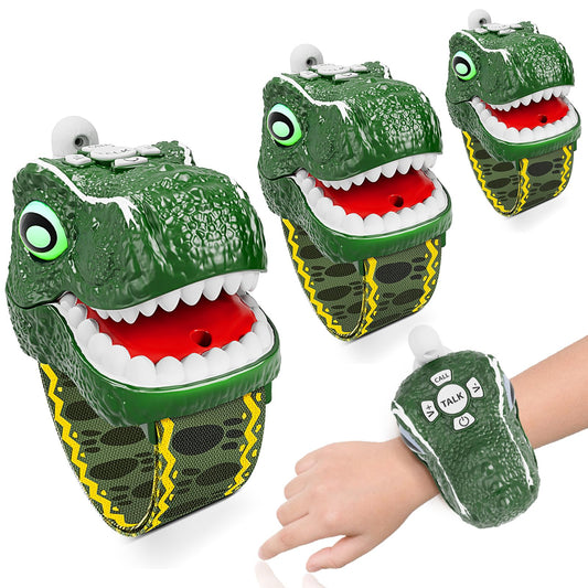 MLDKA Dinosaur Walkie Talkies 3-Pack front view, engaging dinosaur design for kids' adventures