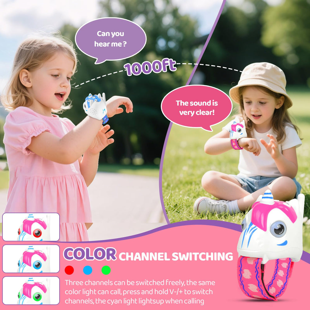 MLDKA packaging photo of unicorn walkie talkies ready for gifting
