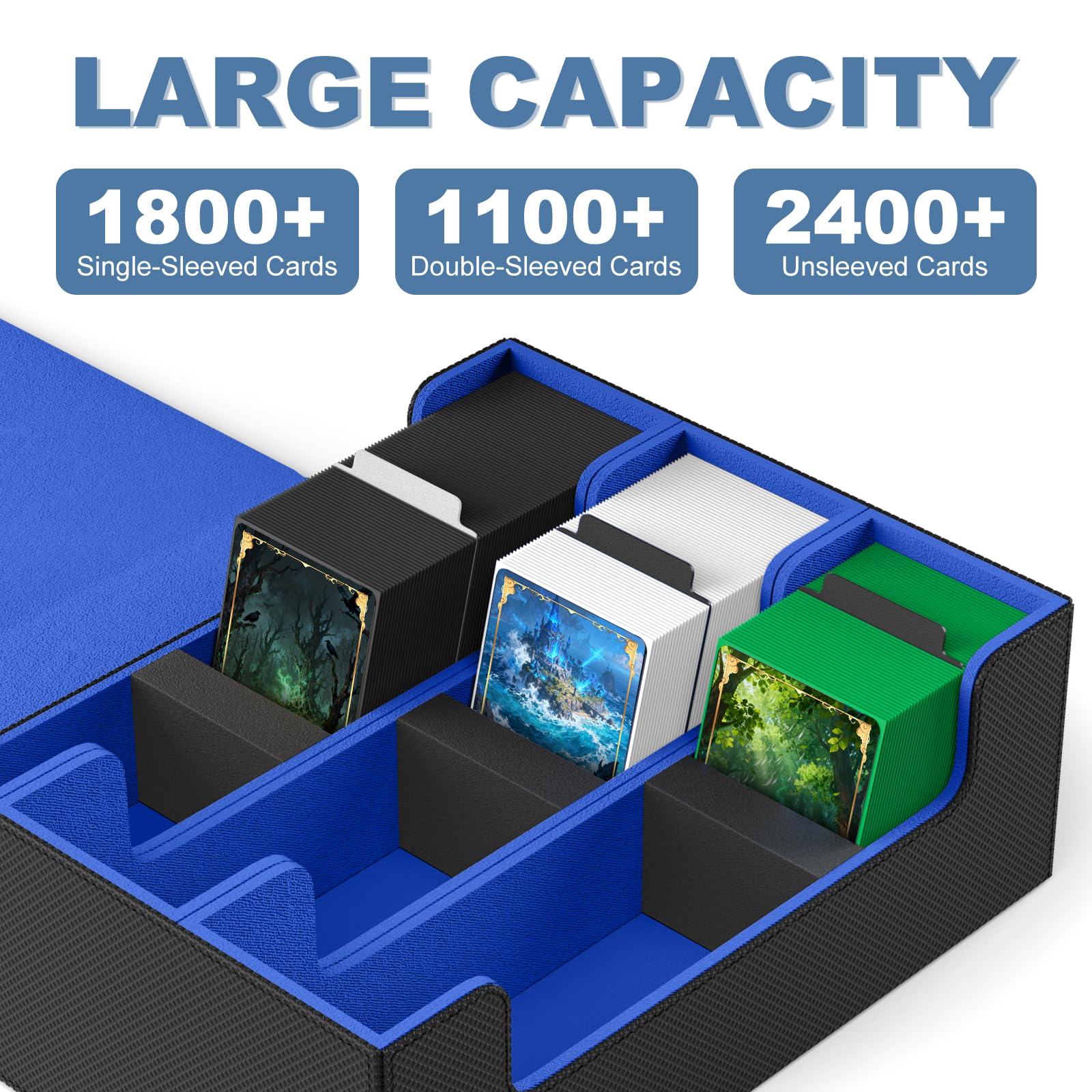 Mlikero 1800+ card capacity storage box for sleeved and unsleeved cards