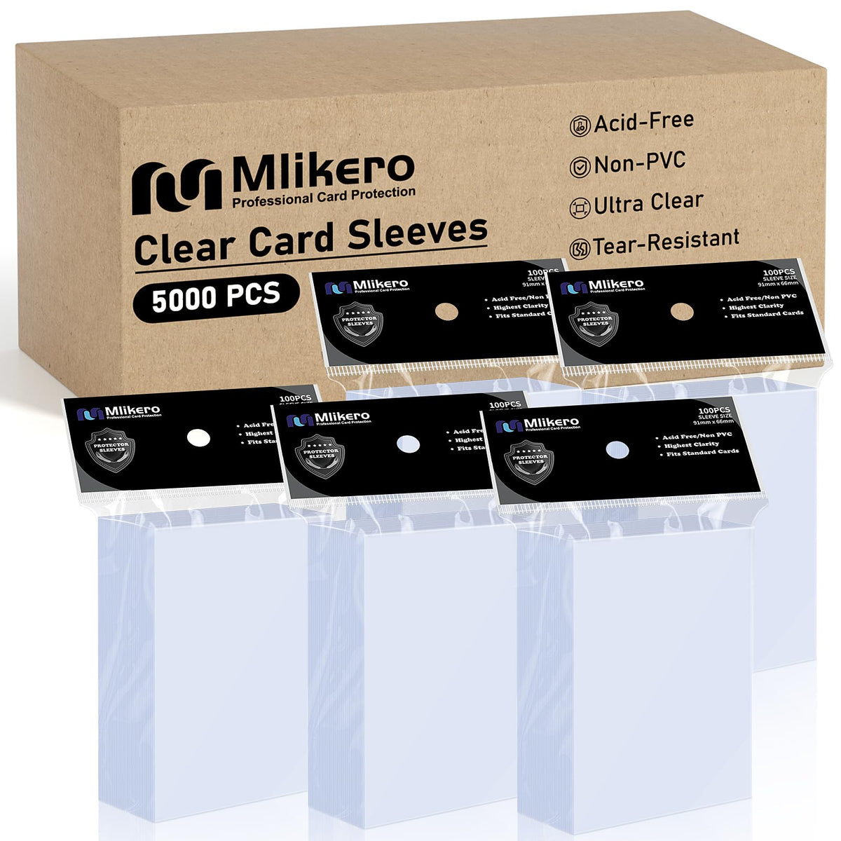 Mlikero 5000 counts card sleeves pack protects and stores trading cards