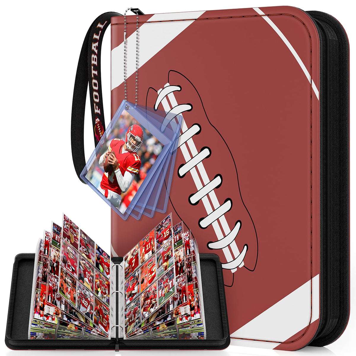 Mlikero 720-pocket binder exterior showcases durable, stylish design for football card lovers.